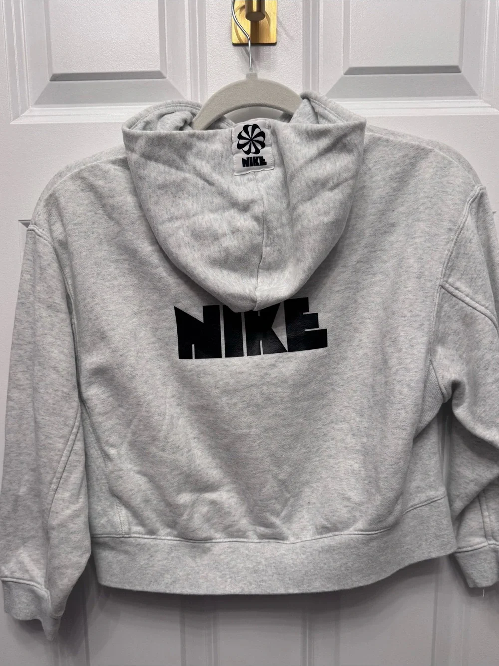 Nike Kids White Pullover Hoodie with Black Logo
